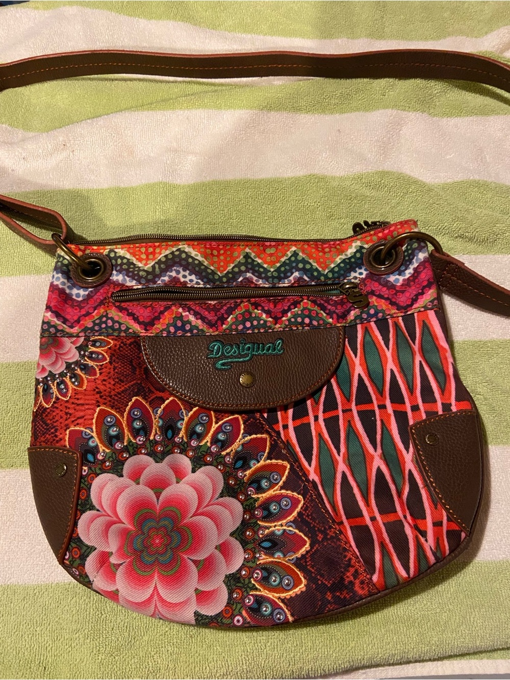 Desigual Pink Multi Floral Mandala Crossbody Bag